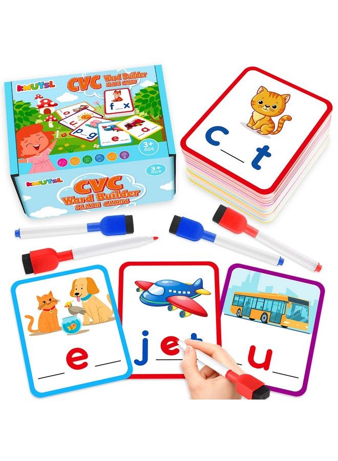KMUYSL Short Vowel Spelling Flashcards Cvc Sight Words Handwriting Cards Learn To Write Phonics Flash Cards Fine Motor Montessori Educational Toy Gift For Kids 3 4 5 Years Old 104 Pieces  - Image 2