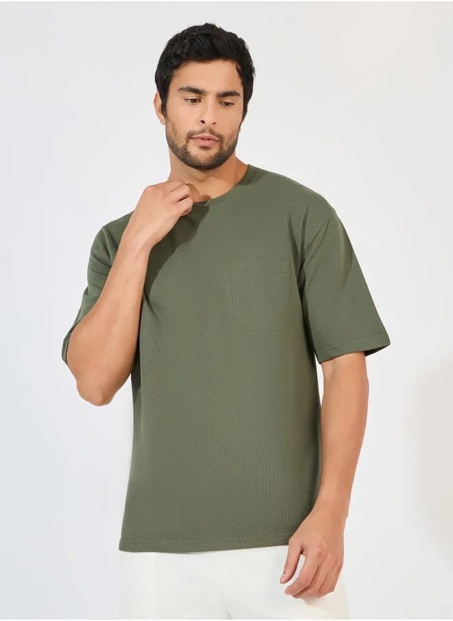 Styli Eco-Earth Terry Oversized T-Shirt with Patch Pocket