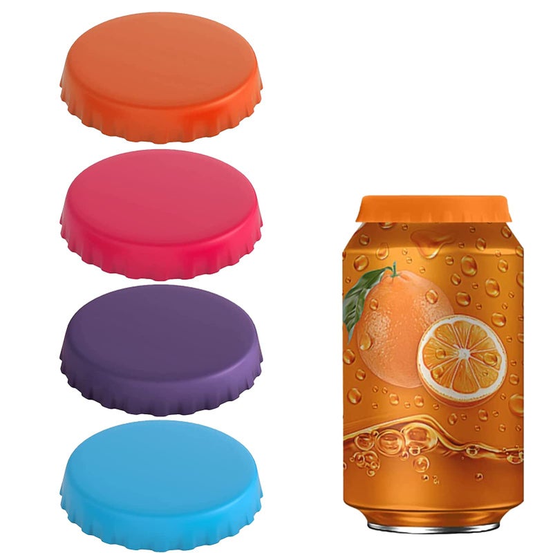 Bansusu Silicone Beverage Can Lids 4 PCS Soda Saver Caps LeakProof  DustResistant Can Covers for Outdoor Parties Camping and Travel Multi Color