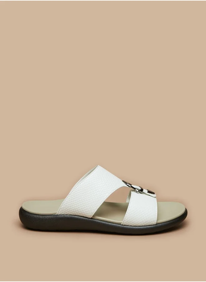 LBL by Shoexpress Men's Textured Slip-On Sandal with Buckle Detail