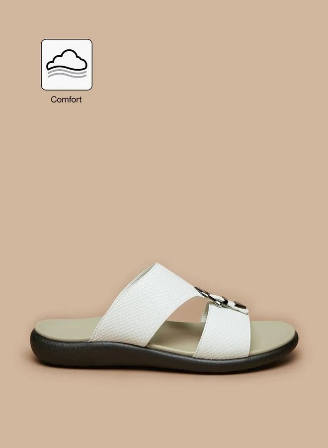 LBL by Shoexpress Men'S Buckle Detail Textured Slip-On Comfort Sandals