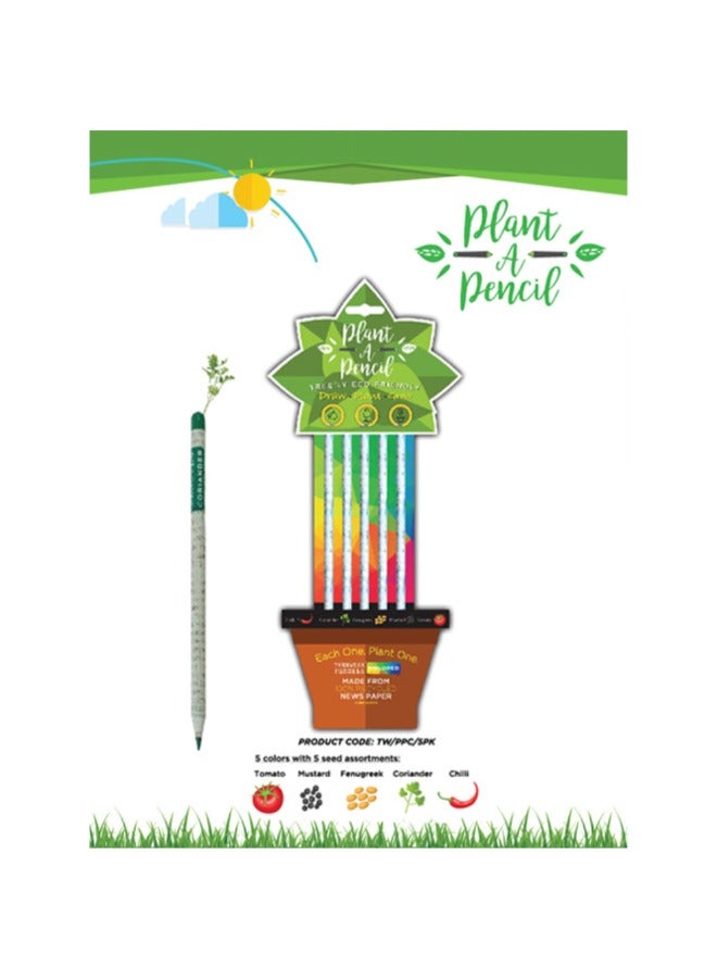 تري وايز قلم رصاص Hb-2 قابل للزراعة بالبذور، عبوة من 5 قطع - Image 1