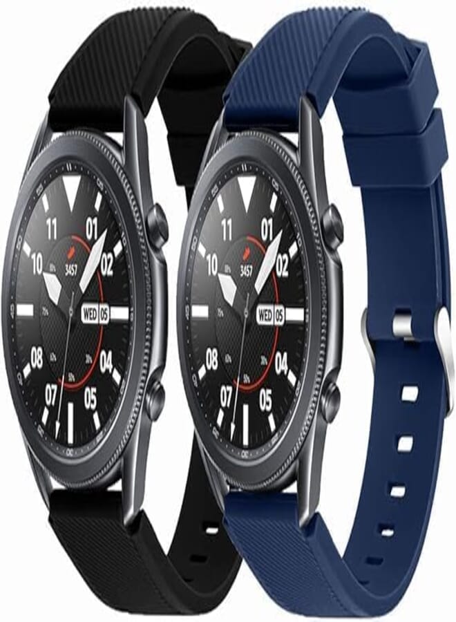 Next Next Store Sport Band Compatible with Samsung Galaxy Watch 3 45mm - Gear S3 Frontier Classic 22mm Galaxy Watch 46mm, Soft Silicone Sport Strap with Metal Buckle for Men Women Men (2 Pack)