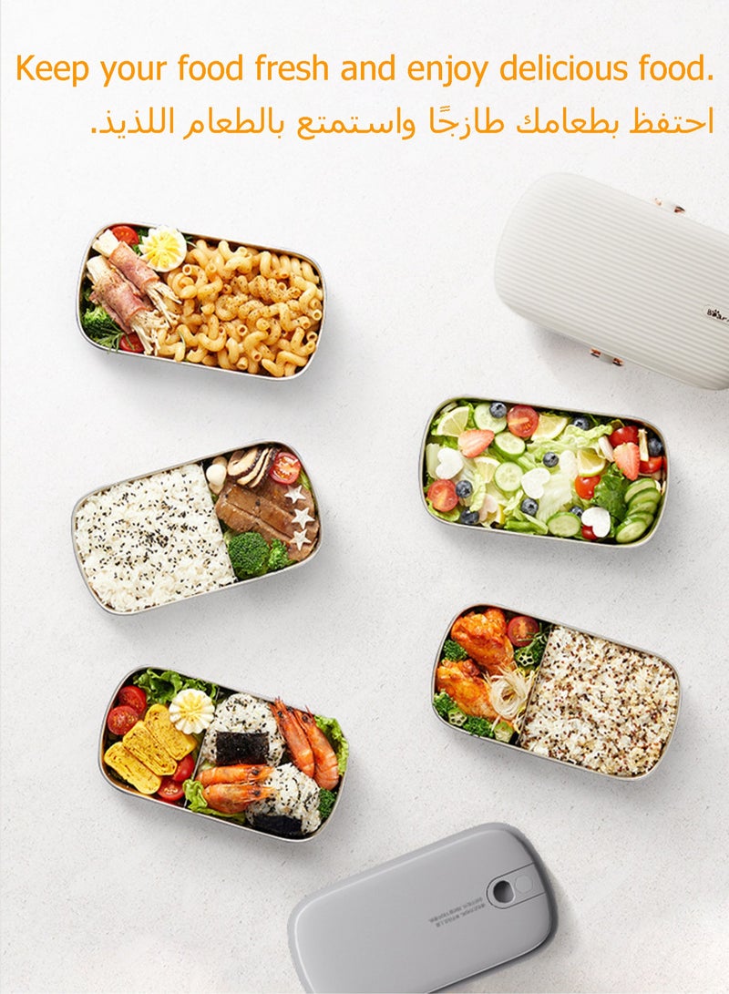 Bear 900ml Electric Lunch Box - 304 Stainless Steel Insulated Lunch Box - Keep Food Warm - Completely Sealed - Portable Microwave Oven for Work, School, Travel, Outdoor  - Image 3