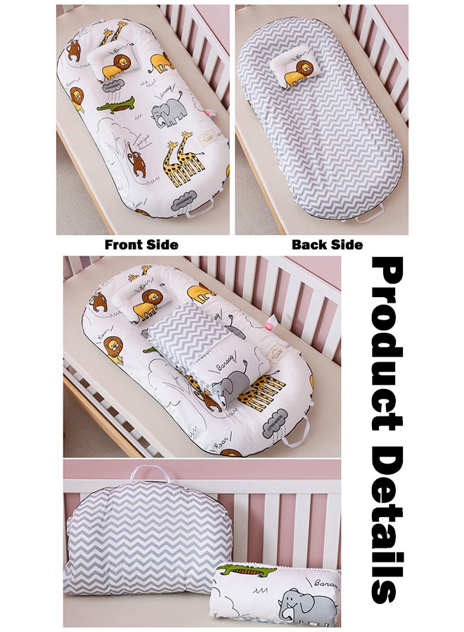 XiuWoo 3Pcs Portable and Foldable Baby Bed Set Baby Lounger with Pillow Quilt Crib Bedding for Newborns Infants Travel Sleeping - Image 3