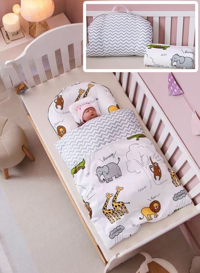 XiuWoo 3Pcs Portable and Foldable Baby Bed Set Baby Lounger with Pillow Quilt Crib Bedding for Newborns Infants Travel Sleeping - Image 2