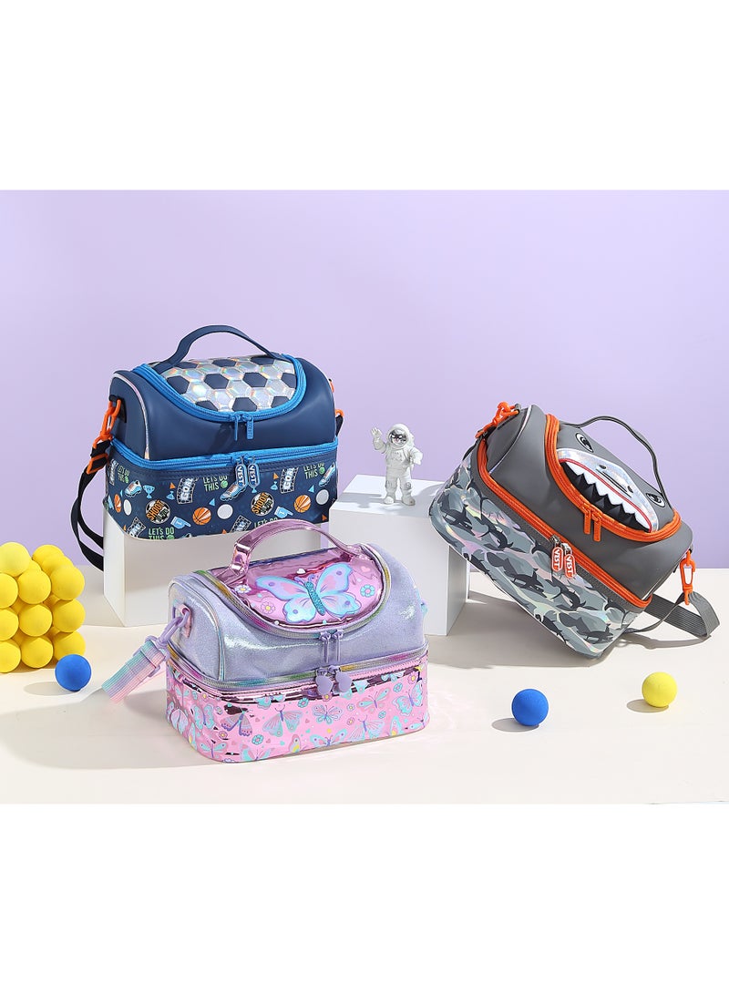 VEST Sports Soccer Double Layer Kids Lunch Bag Portable Insulated Waterproof Bento Lunch Bag Kids Lunch Bag 17cm×26.5cm×17.5cm - Image 4