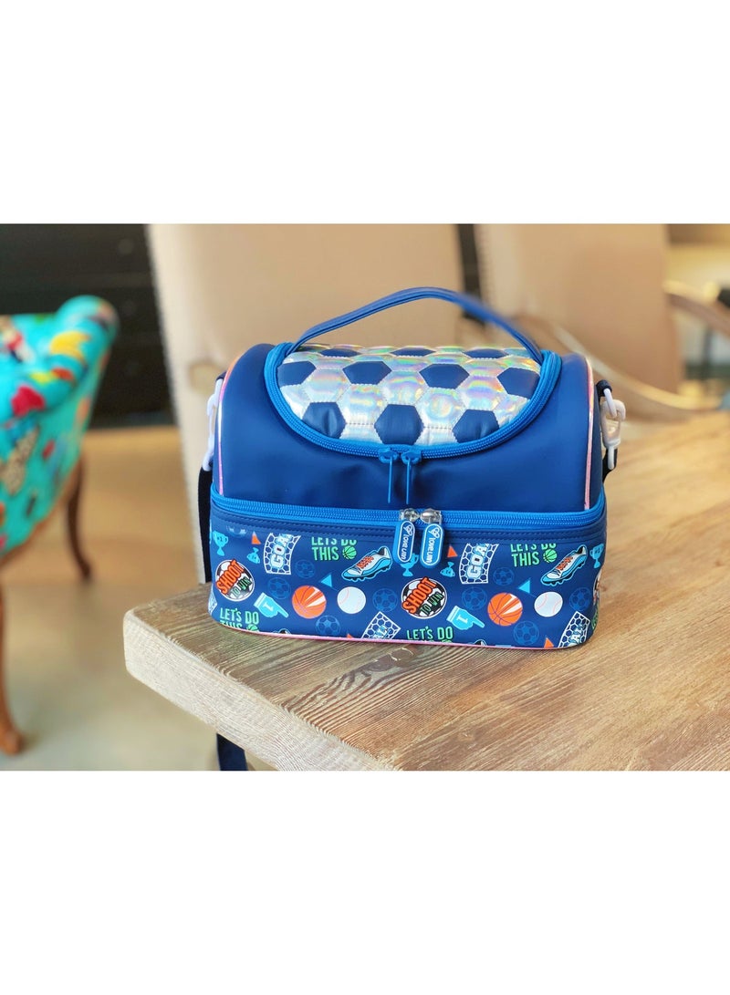 VEST Sports Soccer Double Layer Kids Lunch Bag Portable Insulated Waterproof Bento Lunch Bag Kids Lunch Bag 17cm×26.5cm×17.5cm - Image 1