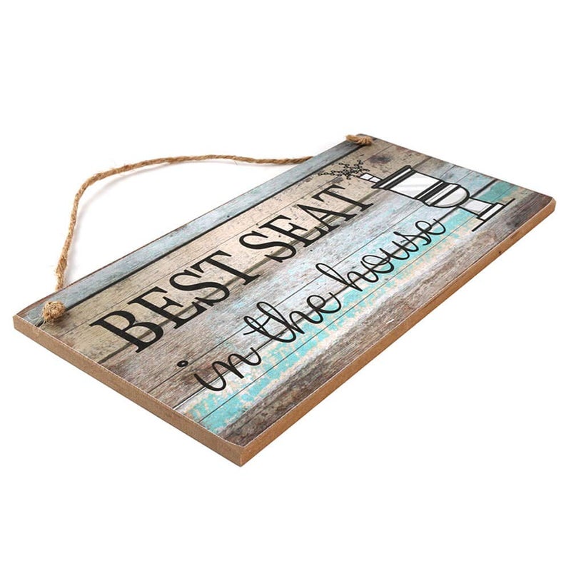 Yankario Funny Bathroom Wall Decor Sign, Farmhouse Rustic Bathroom Decorations Wall Art, 12" by 6" Best Seat Wood Plaque - Image 3