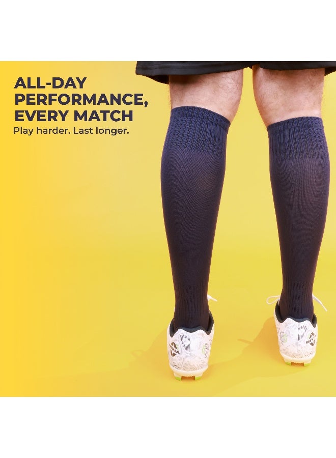 نيفيا جوارب كرة القدم من Plain Encounter للرجال والنساء، جوارب بطول الركبة، جوارب كرة القدم، جوارب كرة القدم، (أزرق داكن/أبيض، مقاس كبير) - Image 4