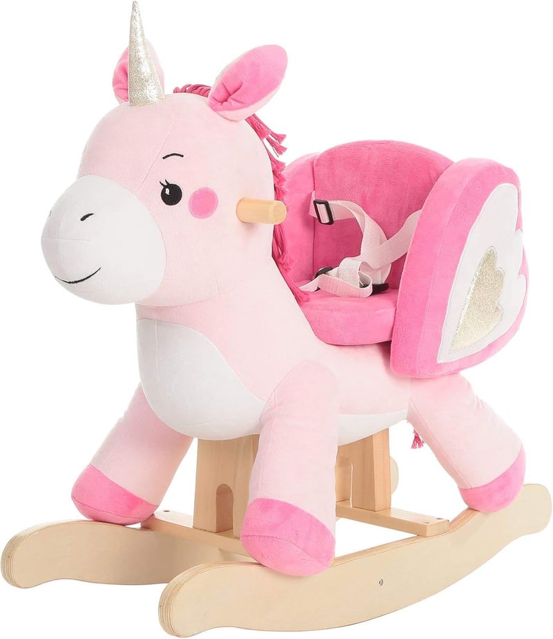 labebe Baby Rocking Horse Ride Unicorn Kid Ride On Toy for 6 Month3 Year Old Infant Boy Girl Plush Animal Rocker ToddlerChild Stuffed Ride Toy Pink