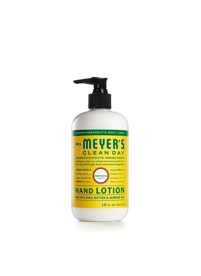 Mrs. Meyer's Clean Day Mrs. Meyer's Hand Lotion for Dry Hands, Non-Greasy Moisturizer Made with Essential Oils, Honeysuckle, 12 oz  - Image 1