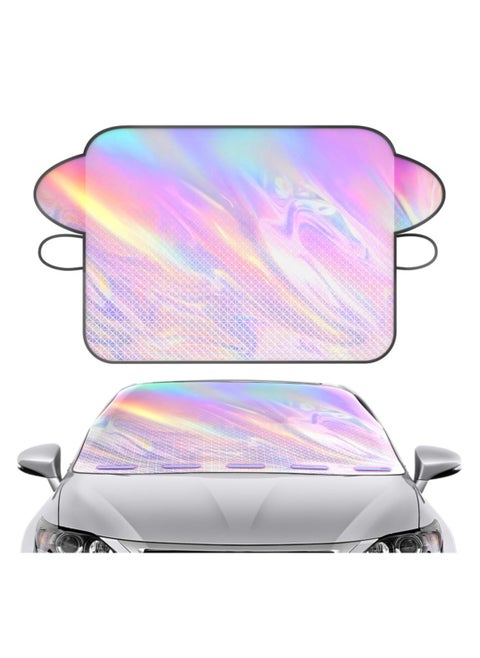 Car Windshield Sunshade with Magnetic Suction Clamp Cover Sun Shade Laser Reflective Polyester Blocks Heat and Sun Foldable Sun Shield That Keeps Your Vehicle Cool