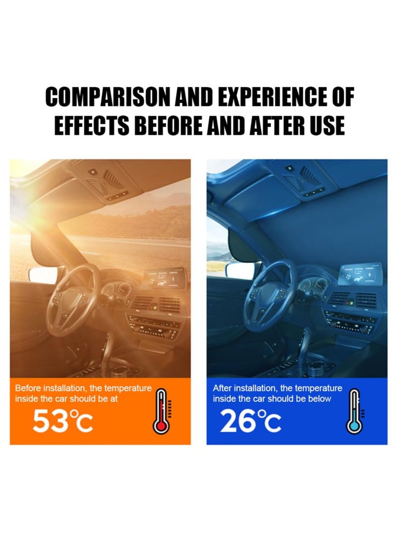 Car Windshield Sunshade with Magnetic Suction Clamp Cover Sun Shade Laser Reflective Polyester Blocks Heat and Sun Foldable Sun Shield That Keeps Your Vehicle Cool
