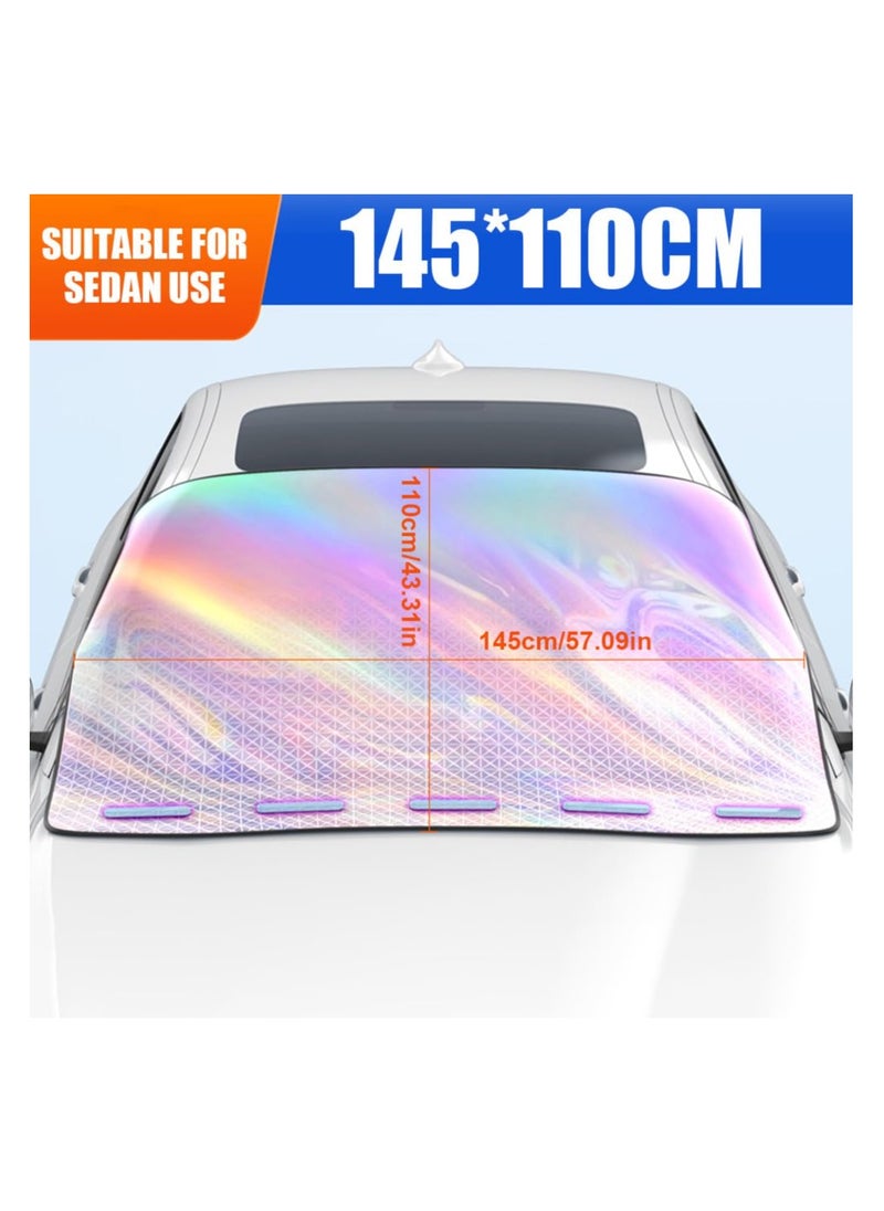 Car Windshield Sunshade with Magnetic Suction Clamp Cover Sun Shade Laser Reflective Polyester Blocks Heat and Sun Foldable Sun Shield That Keeps Your Vehicle Cool
