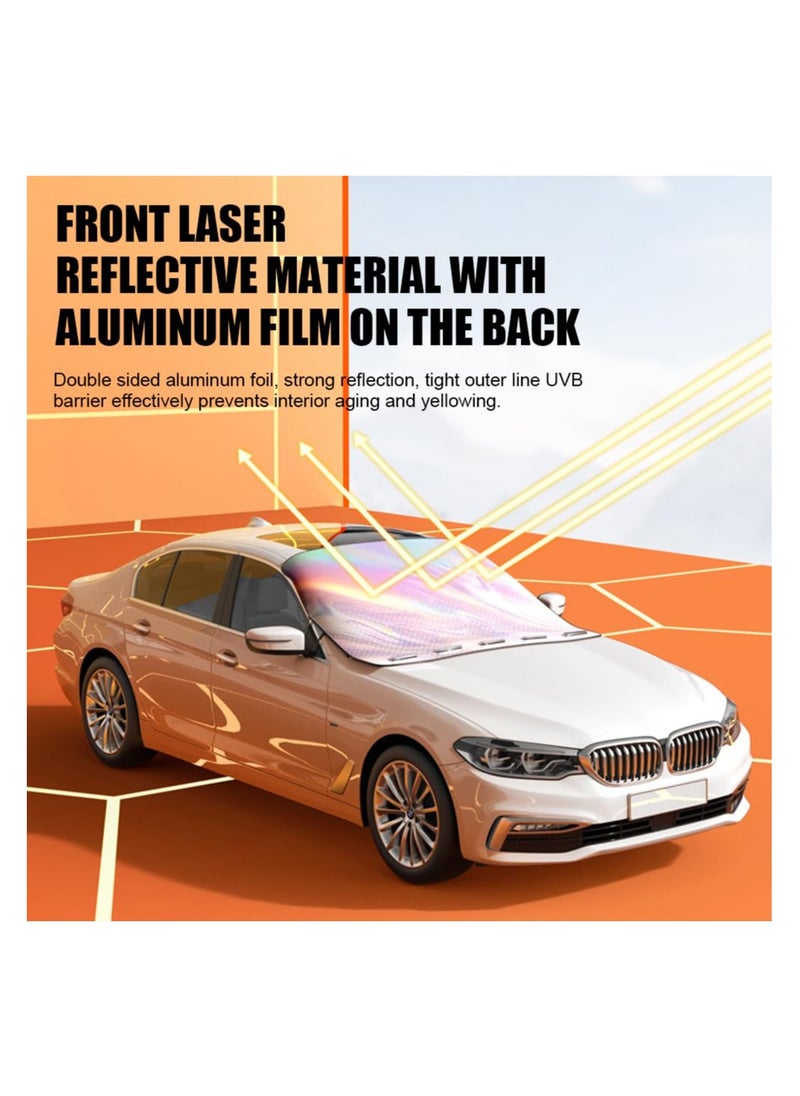 Car Windshield Sunshade with Magnetic Suction Clamp Cover Sun Shade Laser Reflective Polyester Blocks Heat and Sun Foldable Sun Shield That Keeps Your Vehicle Cool