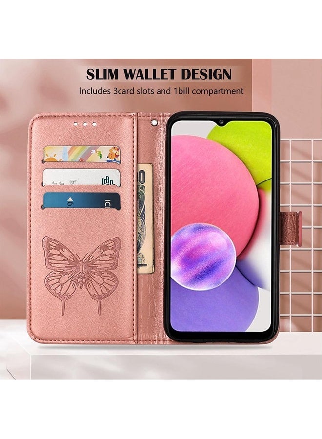 HuHa For Tecno Pop 5 LTE Embossed Butterfly Leather Phone Case(Rose Gold) - Image 4