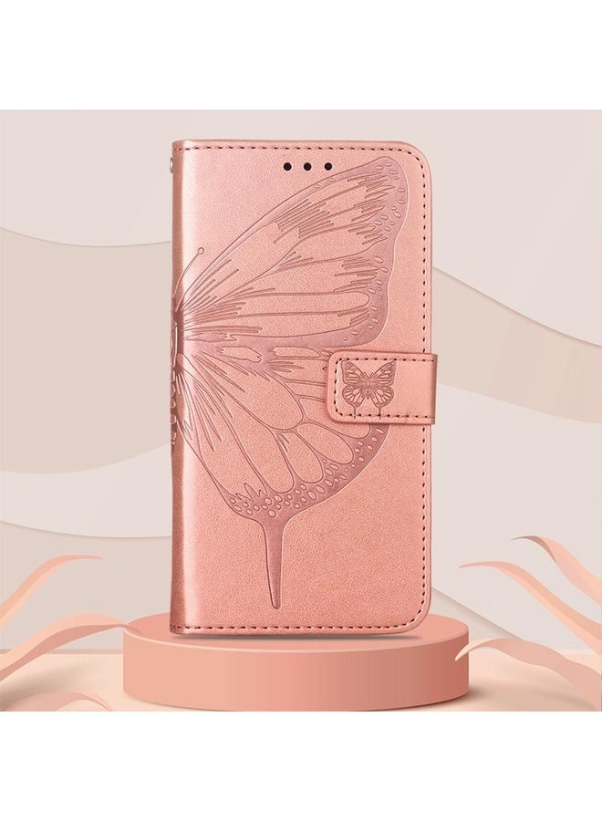 HuHa For Tecno Pop 5 LTE Embossed Butterfly Leather Phone Case(Rose Gold) - Image 2