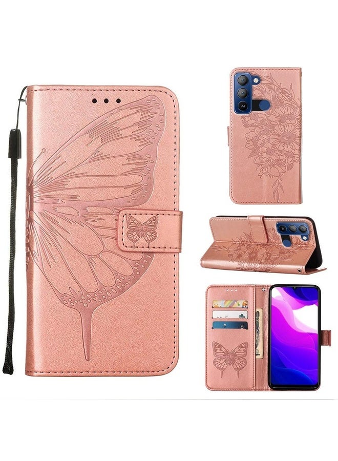 HuHa For Tecno Pop 5 LTE Embossed Butterfly Leather Phone Case(Rose Gold) - Image 1