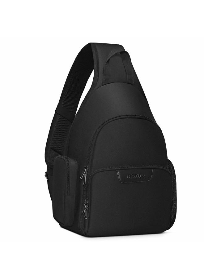 Mosiso حقيبة كاميرا سلاينغ ظهر، حقيبة كاميرا مفتوحة بالكامل DSLR/SLR/مرآة مع حامل ثلاثي الأرجل وغطاء مطري وإدخال وحدات، حقيبة تصوير متوافقة مع كانون/نيكون/سوني/فوجي، سوداء - Image 1