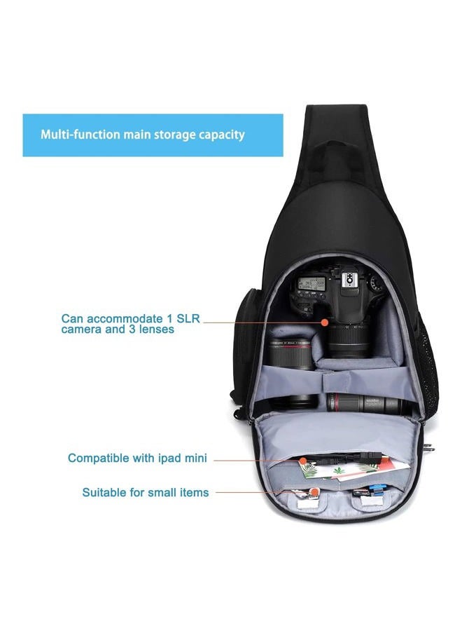 Mosiso حقيبة كاميرا سلاينغ ظهر، حقيبة كاميرا مفتوحة بالكامل DSLR/SLR/مرآة مع حامل ثلاثي الأرجل وغطاء مطري وإدخال وحدات، حقيبة تصوير متوافقة مع كانون/نيكون/سوني/فوجي، سوداء - Image 2