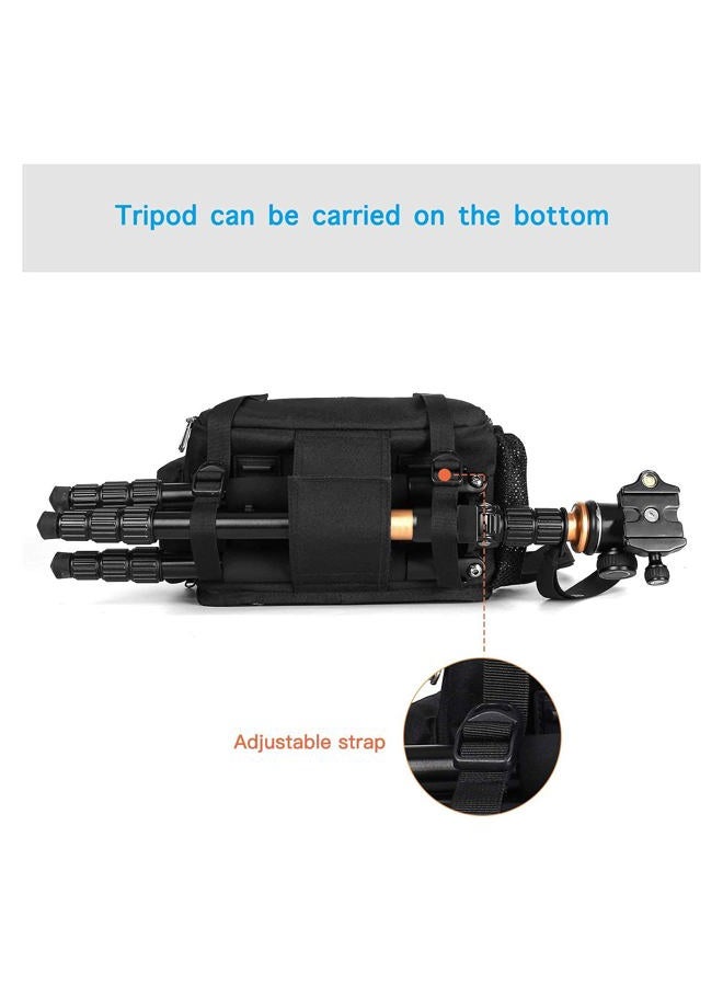 Mosiso حقيبة كاميرا سلاينغ ظهر، حقيبة كاميرا مفتوحة بالكامل DSLR/SLR/مرآة مع حامل ثلاثي الأرجل وغطاء مطري وإدخال وحدات، حقيبة تصوير متوافقة مع كانون/نيكون/سوني/فوجي، سوداء - Image 5