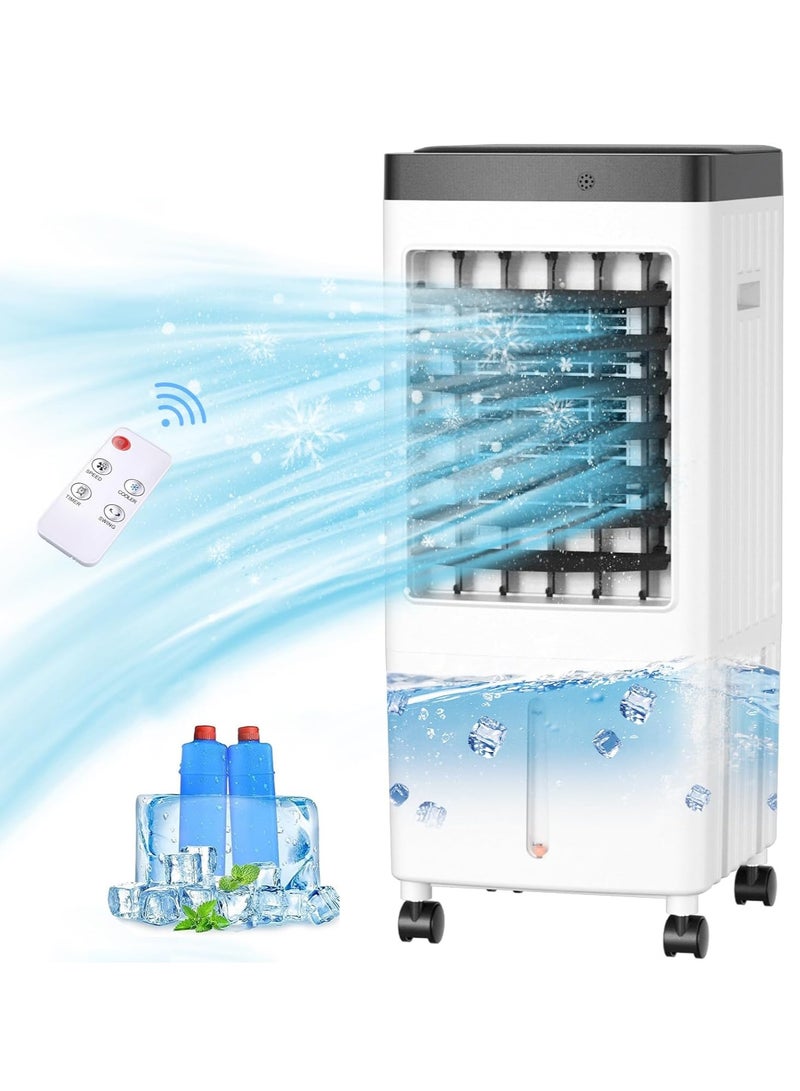 Evaporative Air Cooler, 3-speed Adjustable Large Water Tank Portable Air Conditioner, 7-hour Timing, Desert Cooler with Remote Control and Touch Control, Suitable for Living Room, Bedroom, Office, Study - 10L  - Image 1