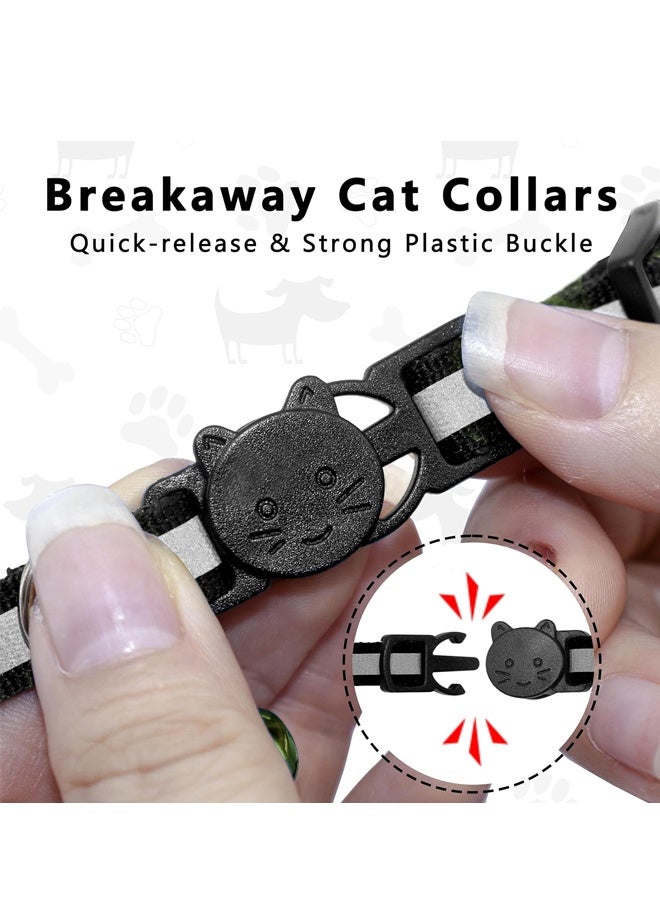 Airtag Cat Collar Breakaway, Reflective Kitten Collar with Apple Air Tag Holder and Bell for Girl Boy Cats, 1cm in Width (Black) - Image 4
