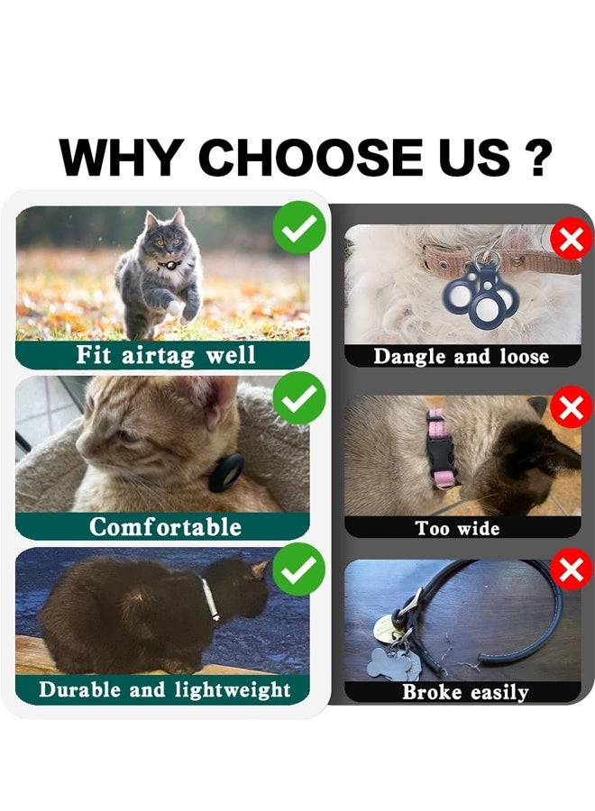 Airtag Cat Collar Breakaway, Reflective Kitten Collar with Apple Air Tag Holder and Bell for Girl Boy Cats, 1cm in Width (Black) - Image 5