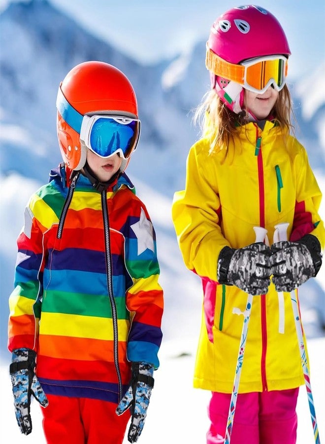 stablerice 4 Pairs Winter Gloves for Kids Waterproof Snow Ski Gloves Kids Cycling Gloves Non-Slip Full Finger Gloves for Child Warm Unisex Camouflage Clothes for Cold Weather Girls Boys Children - Image 4