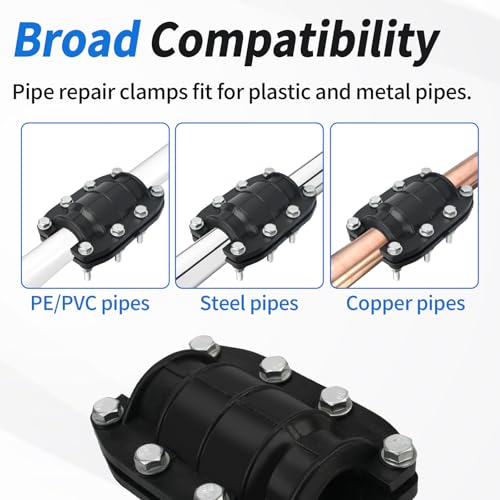 Dfnidy Water Pipe Repair Clamp Kit Leak Sealer, 1 Inch Emergency Pipe Repair Kit for Plastic and Metal Pipes OD 25MM, Replace Pipe Patch Kit Fix Leak Pip - Image 2