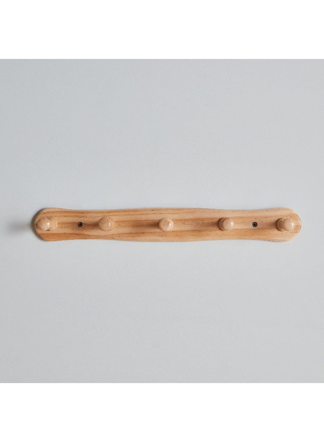 Home Box Natura Wooden 5-Peg Wall Mounted Hook Rack 46 x 5.8 x 8 cm - Image 2