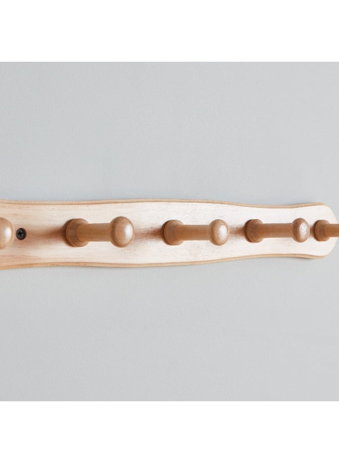 Home Box Natura Wooden 5-Peg Wall Mounted Hook Rack 46 x 5.8 x 8 cm - Image 4