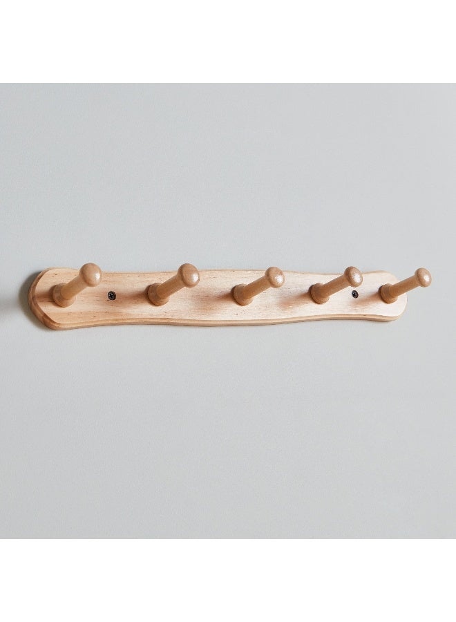 Home Box Natura Wooden 5-Peg Wall Mounted Hook Rack 46 x 5.8 x 8 cm - Image 3