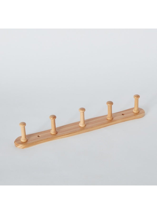 Home Box Natura Wooden 5-Peg Wall Mounted Hook Rack 46 x 5.8 x 8 cm - Image 5