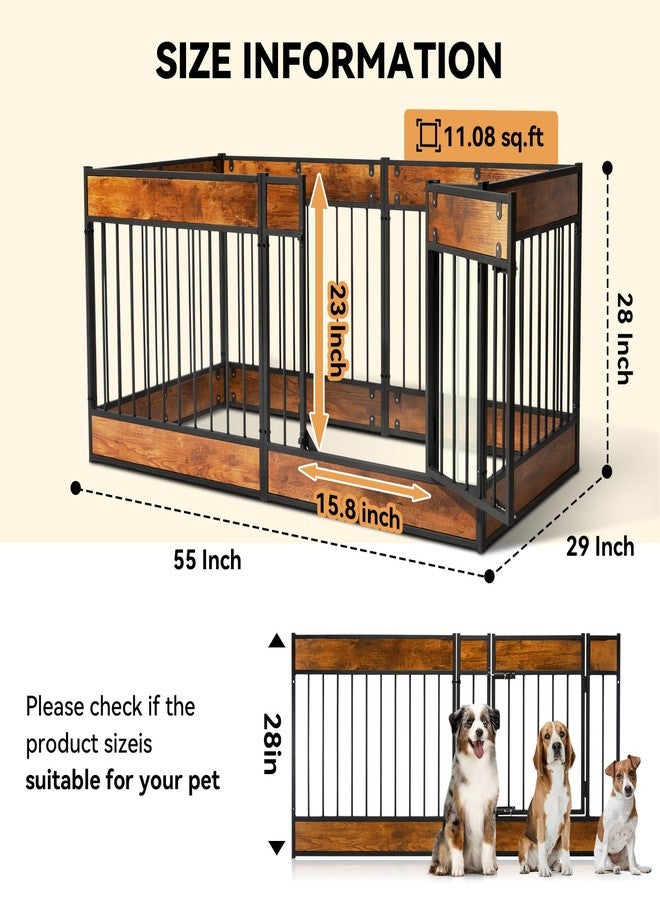 Oranland Dog Playpen Furniture,28" H Heavy Duty Dog Play Pen Indoor,Dog Kennel for Puppy/Small/Medium Dogs,Anti-Rust Coating/Strengthened Dog Fence/Upgraded Lock/Scratch-Resistant Pads,6 Panels - Image 2
