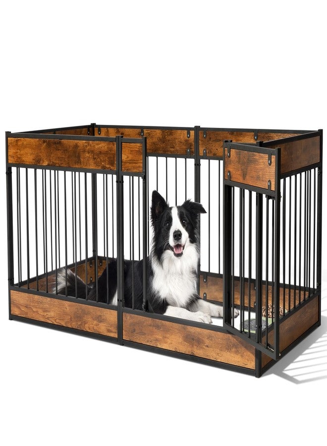 Oranland Dog Playpen Furniture,28" H Heavy Duty Dog Play Pen Indoor,Dog Kennel for Puppy/Small/Medium Dogs,Anti-Rust Coating/Strengthened Dog Fence/Upgraded Lock/Scratch-Resistant Pads,6 Panels - Image 1