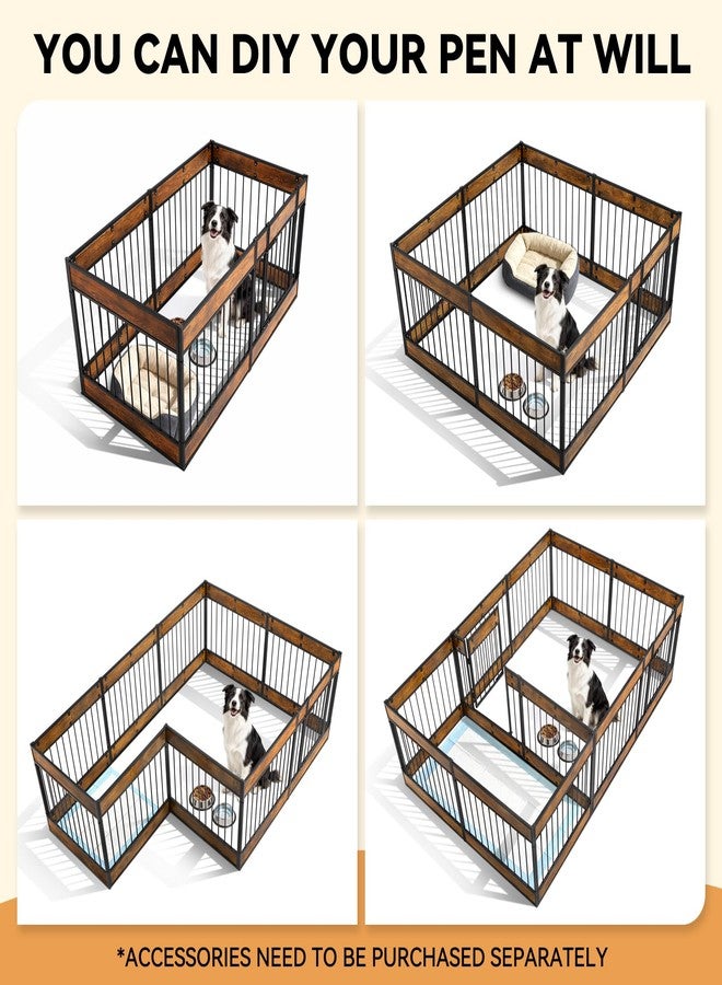 Oranland Dog Playpen Furniture,28" H Heavy Duty Dog Play Pen Indoor,Dog Kennel for Puppy/Small/Medium Dogs,Anti-Rust Coating/Strengthened Dog Fence/Upgraded Lock/Scratch-Resistant Pads,6 Panels - Image 5