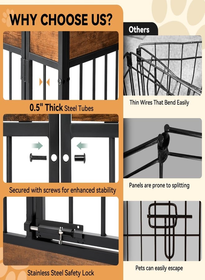Oranland Dog Playpen Furniture,28" H Heavy Duty Dog Play Pen Indoor,Dog Kennel for Puppy/Small/Medium Dogs,Anti-Rust Coating/Strengthened Dog Fence/Upgraded Lock/Scratch-Resistant Pads,6 Panels - Image 4