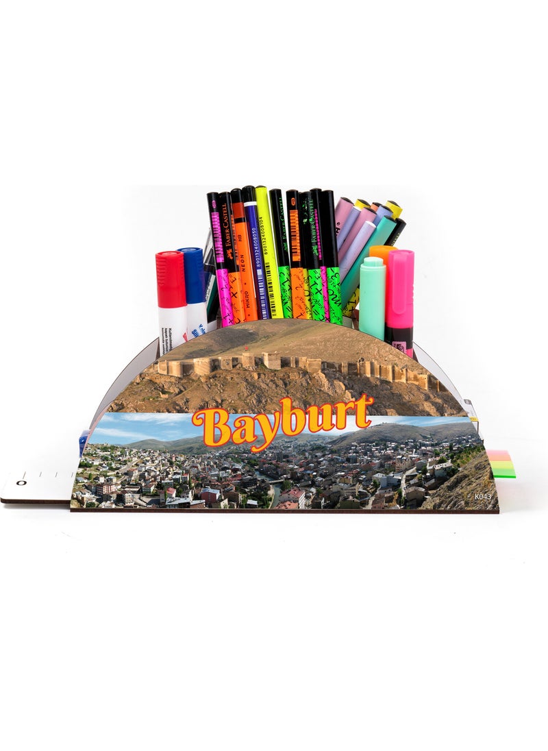 KutuTR Wooden Vip City Series Rainbow Ruler Desktop Pen Holder Organizer with Mounted Box  - Image 5