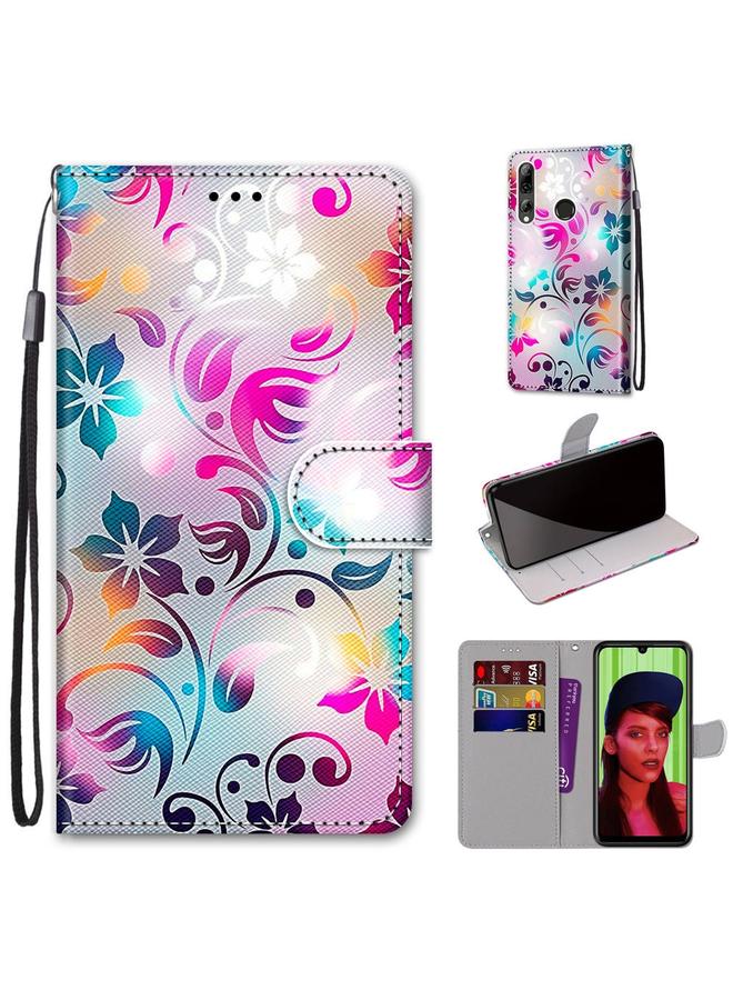 اس-توب جراب لهاتف Huawei P smart+ 2019 / Enjoy 9s جراب جلدي من البولي يوريثان قابل للطي أفقيًا برسومات متقاطعة ملونة مع حامل وفتحات للبطاقات ومحفظة وحبل تعليق - Image 1