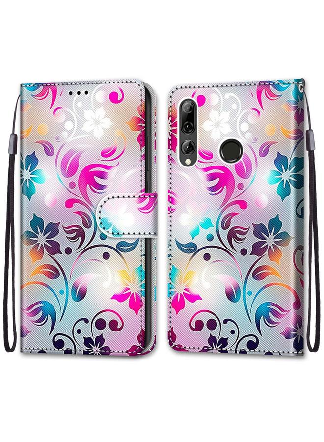 اس-توب جراب لهاتف Huawei P smart+ 2019 / Enjoy 9s جراب جلدي من البولي يوريثان قابل للطي أفقيًا برسومات متقاطعة ملونة مع حامل وفتحات للبطاقات ومحفظة وحبل تعليق - Image 2