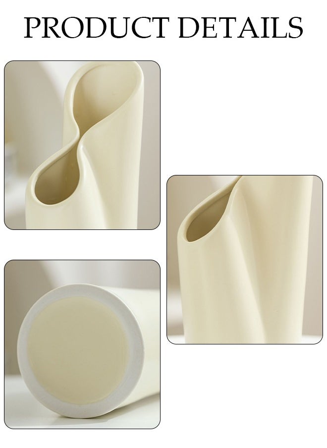 DUNISO Modern Irregularity Hollow Ceramic Flower Vase White for Table Centerpiece Wedding Dining Living Room Office House Decoration  - Image 3