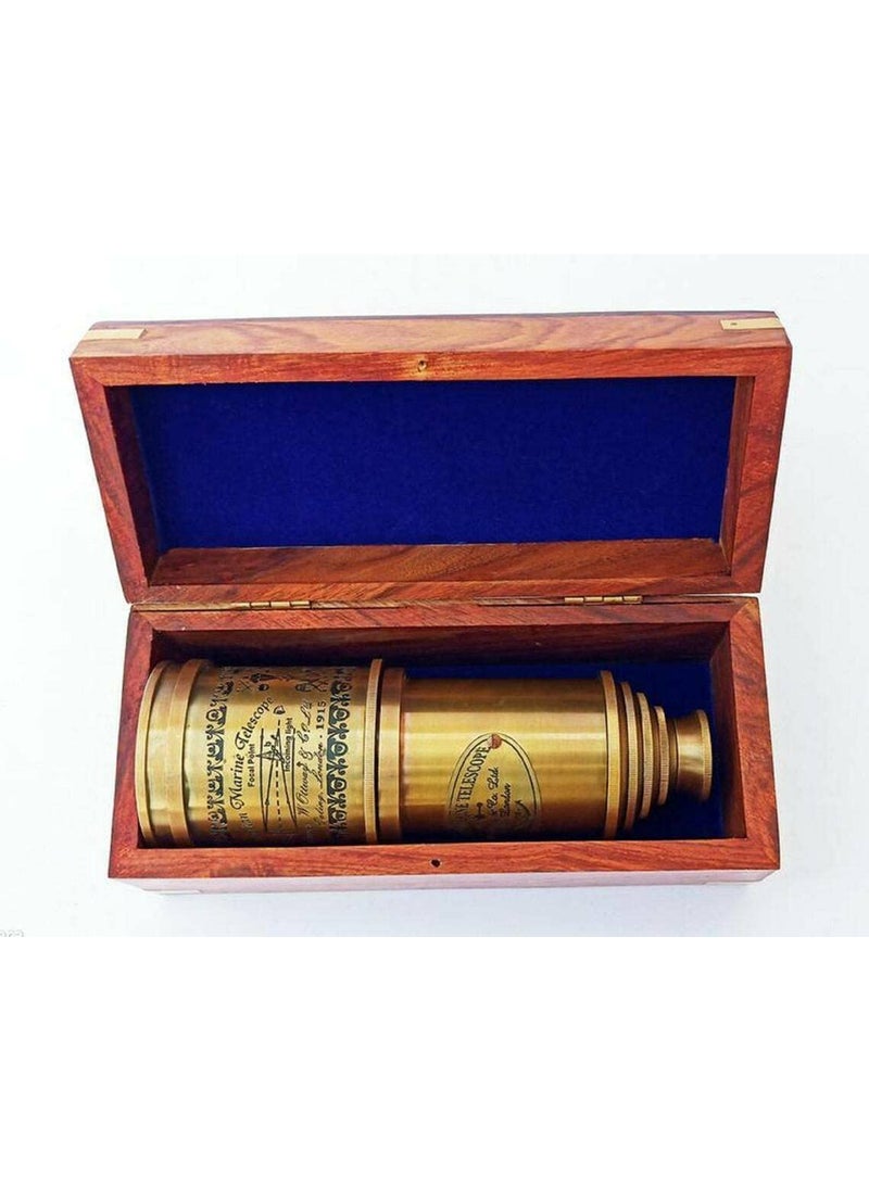 U.K MART Victorian Marine Old Antique Telescope 18 with Wooden Box  - Image 1