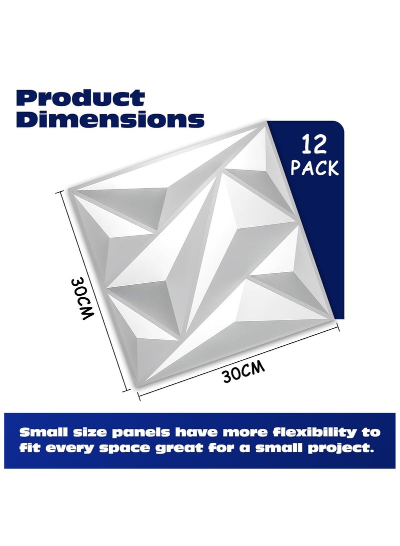 12 Pcs 3D Wall Panel 3D Texture PVC Wallpaper Diamond Design Decorative Wall Cover For Living Room Lobby Bedroom Office Each 30x30cm - Image 2