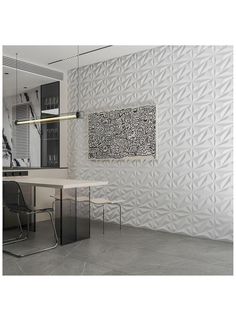 12 Pcs 3D Wall Panel 3D Texture PVC Wallpaper Diamond Design Decorative Wall Cover For Living Room Lobby Bedroom Office Each 30x30cm - Image 4