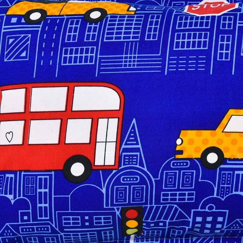CLICKCART Glace Cotton Prime Collection Ultrasoft Skin Friendly Cartoon Print for Kids Flat Double Bedsheet with 2 Pillow Covers 90 x 100 Inch Cars with Road Signs Kidzee1  - Image 4