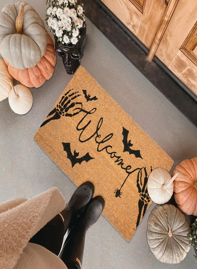 Fallovea Halloween Welcome Door Mat - 30"x17" Skeletal Hand Coir Front Doormat with Anti-Slip PVC Backing, Indoor Outdoor Mats for Entryway, Porch, Durable Coconut Fiber Mat, Natural Home Decor - Image 3