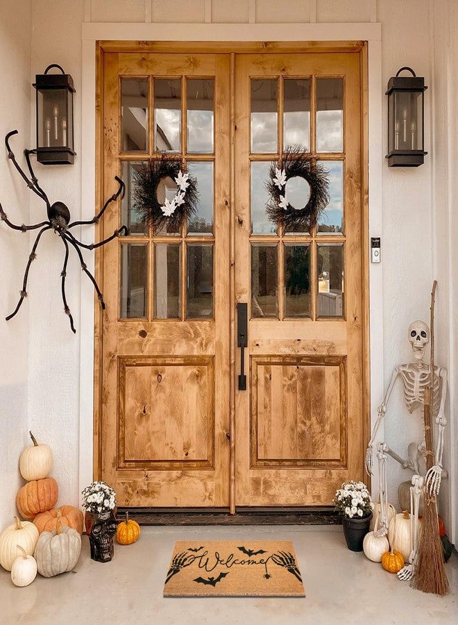 Fallovea Halloween Welcome Door Mat - 30"x17" Skeletal Hand Coir Front Doormat with Anti-Slip PVC Backing, Indoor Outdoor Mats for Entryway, Porch, Durable Coconut Fiber Mat, Natural Home Decor - Image 4