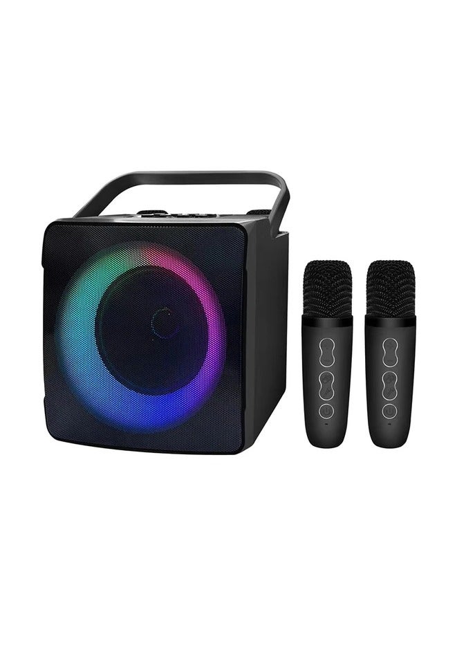 SDRD SD508 Home Karaoke Portable Bluetooth Speaker Dual Wireless Microphone Black - Image 1